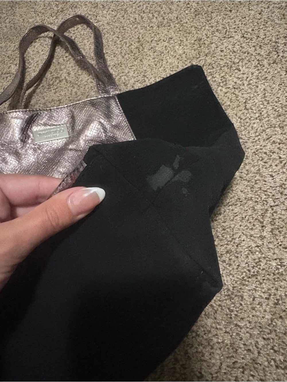Jimmy Choo Metallic Pewter and Black Tote